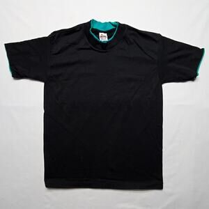 Vintage Blank Shirt Signal Mega-Tee Black Double Collar Small Shirt 90s